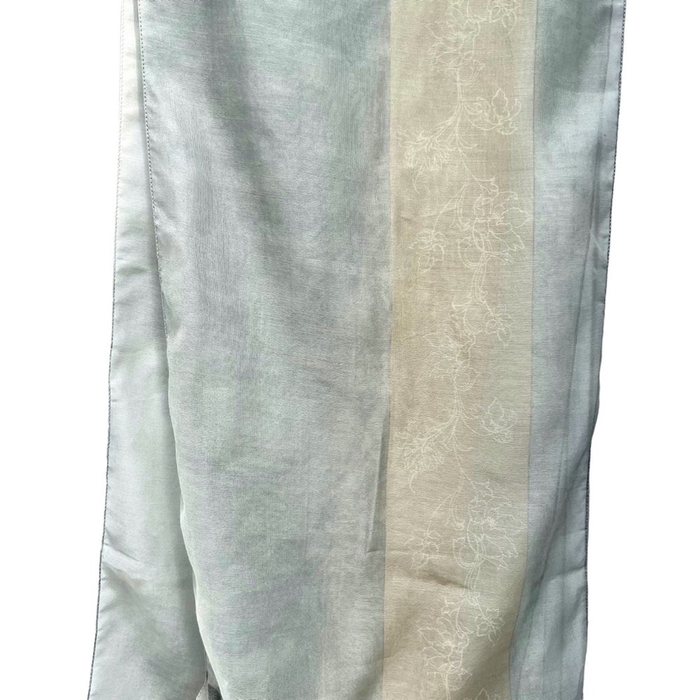 GIORGIO ARMANI LE COLLEZIONI CASHMERE/SILK BLUE & BEIGE FLORAL RECTANGLE SCARF - Picture 5 of 14